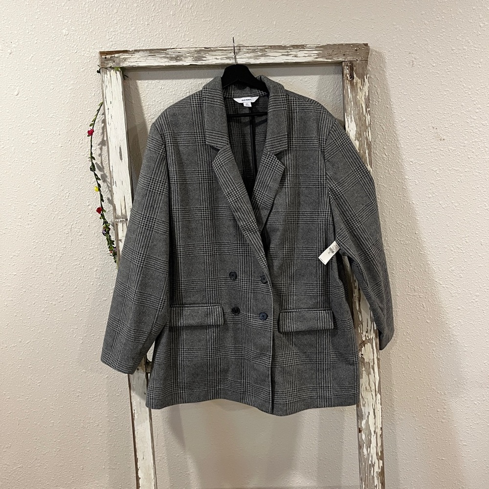 Old Navy Charcoal Checkered Blazer